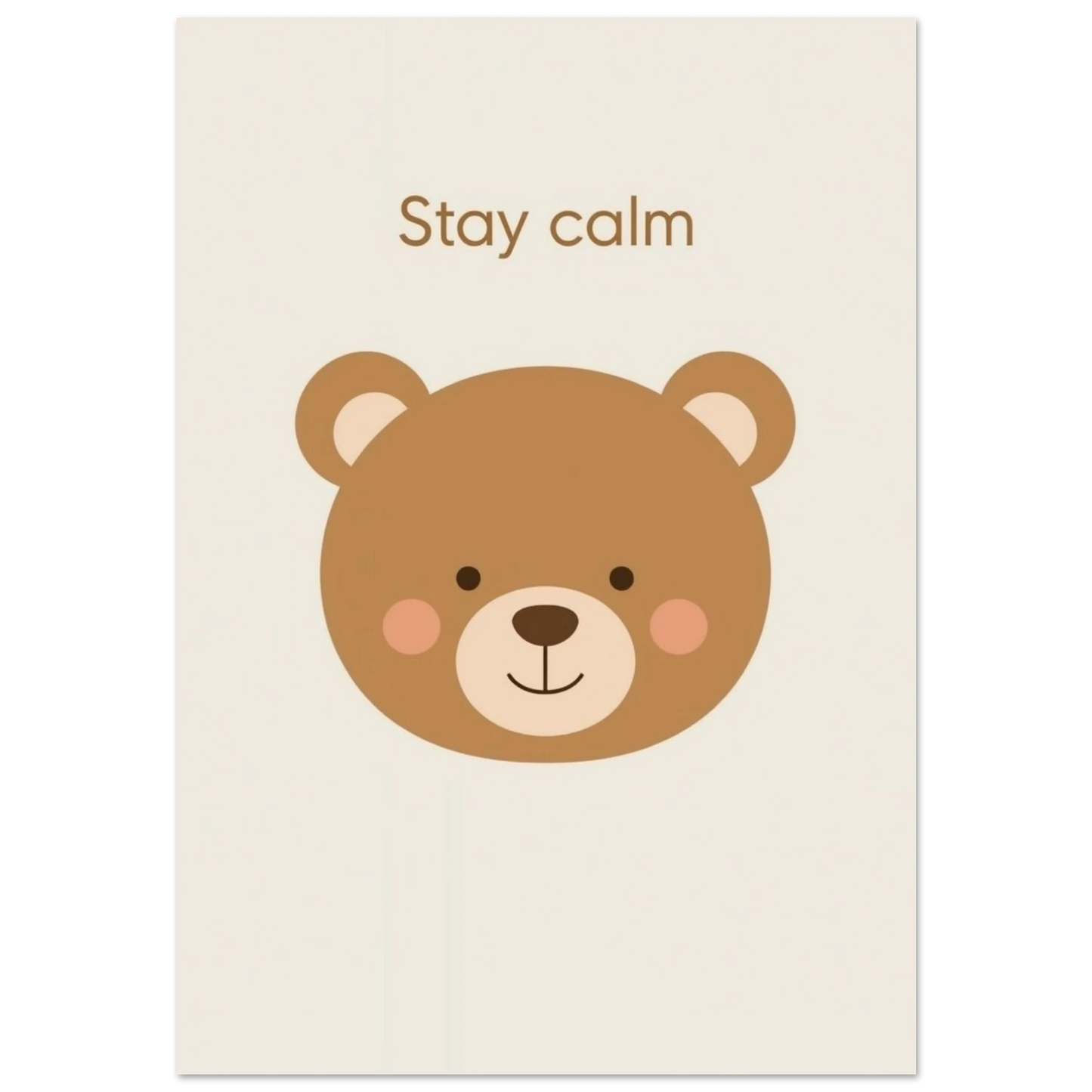 Minimalistisk illustration av en nallebjörn med texten Stay calm