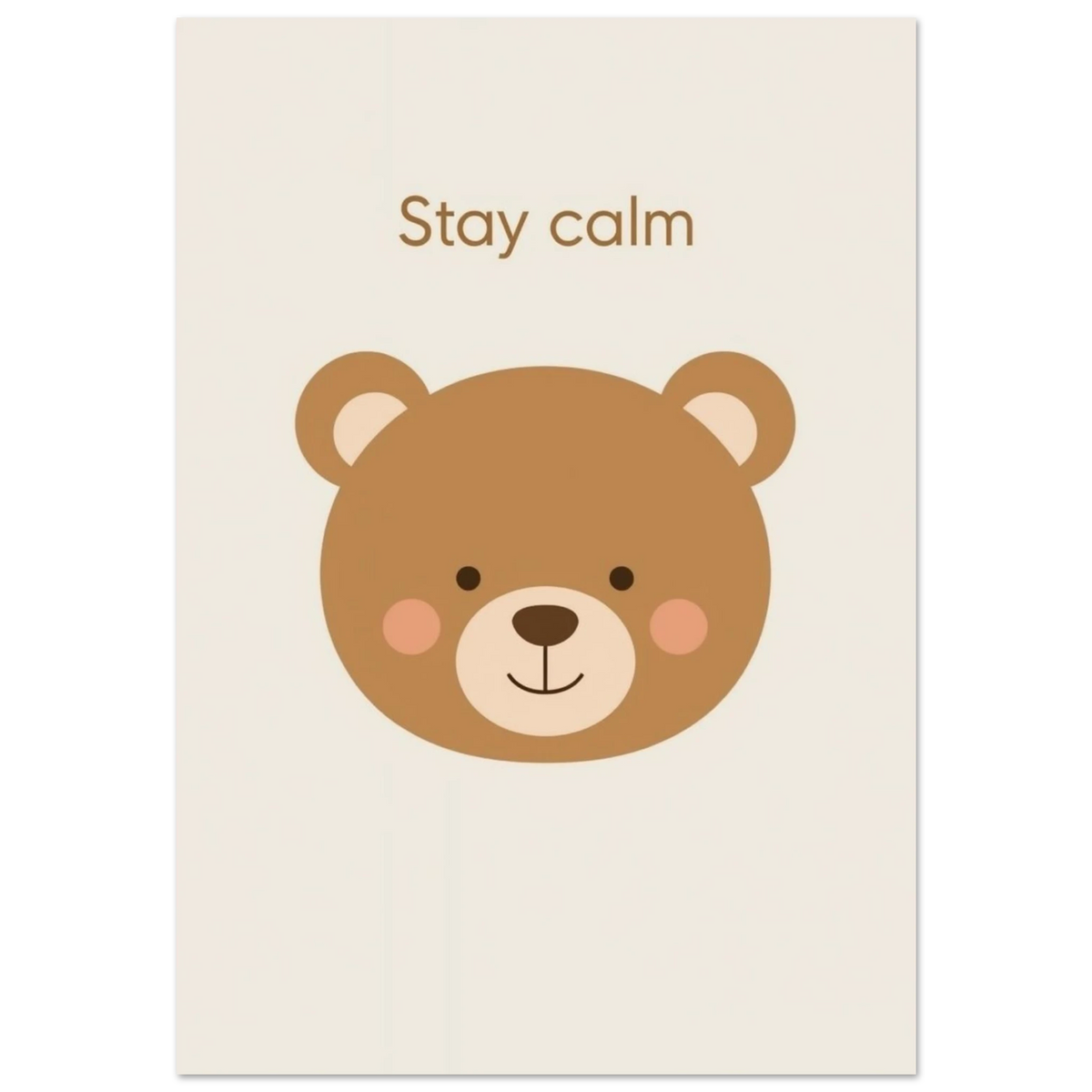 Minimalistisk illustration av en nallebjörn med texten Stay calm
