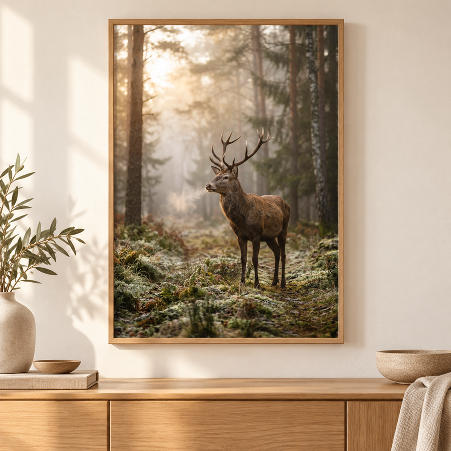 Hjorttavlor – posters med kronhjort och rådjur i hemmiljö