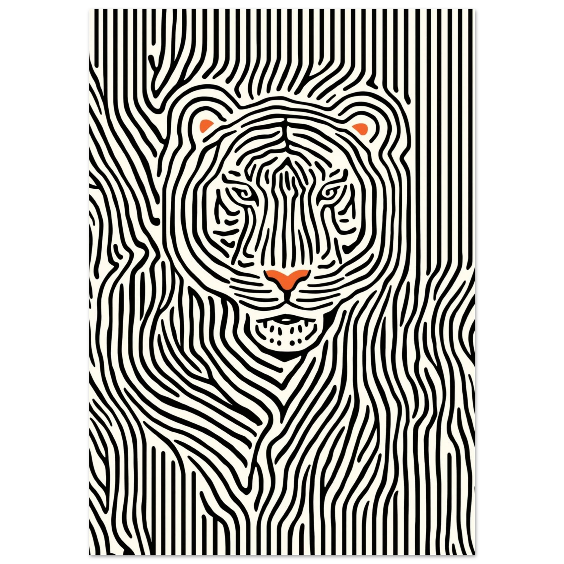Abstrakt djurmotiv av en tiger i minimalistisk grafisk stil med linjer