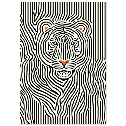 Abstrakt djurmotiv av en tiger i minimalistisk grafisk stil med linjer