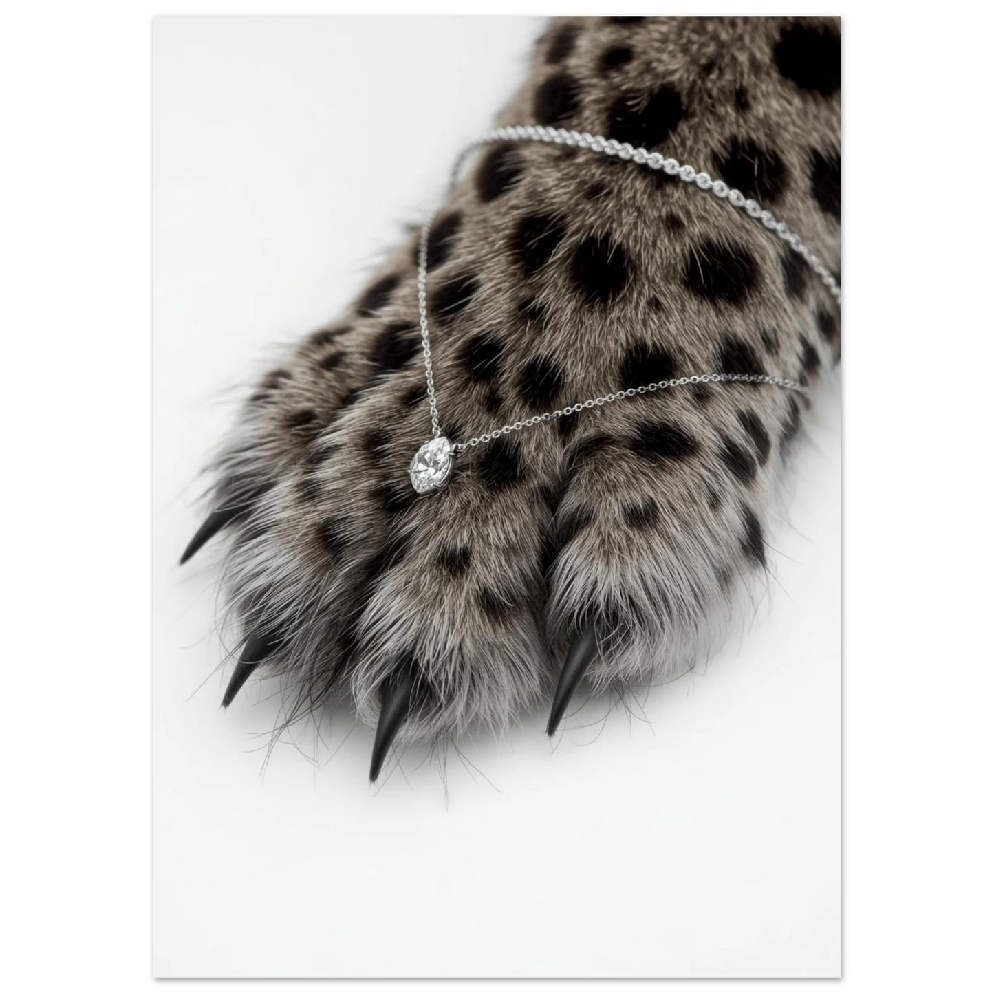 Detaljrik leopardtass med smycke och svarta klor – elegant canvastryck