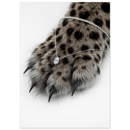 Detaljrik leopardtass med smycke och svarta klor – elegant canvastryck