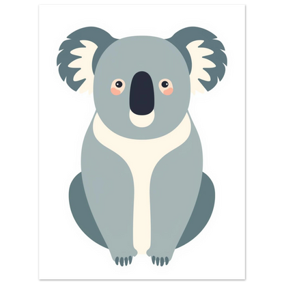 Modern grafisk poster med en stiliserad koala för stilren inredning