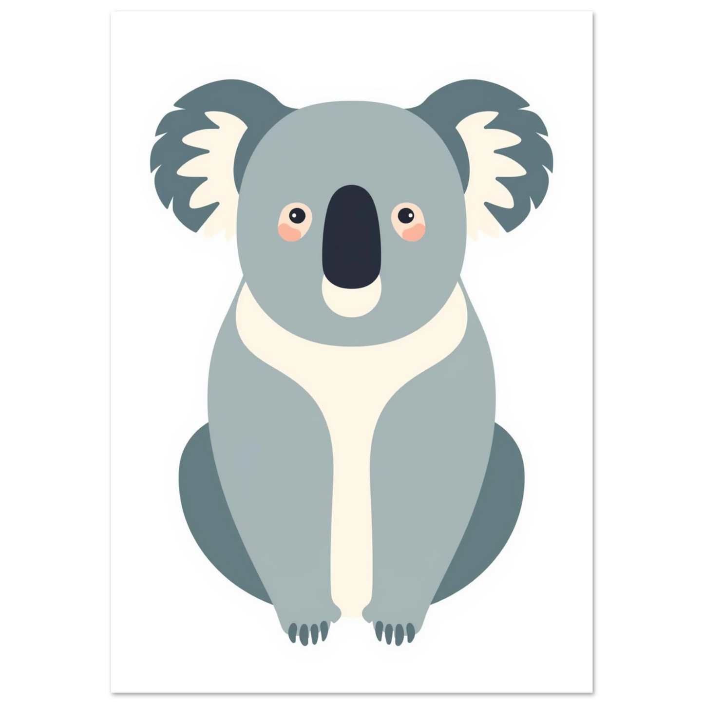 Minimalistisk djurposter föreställande en vänlig koala i gråa nyanser