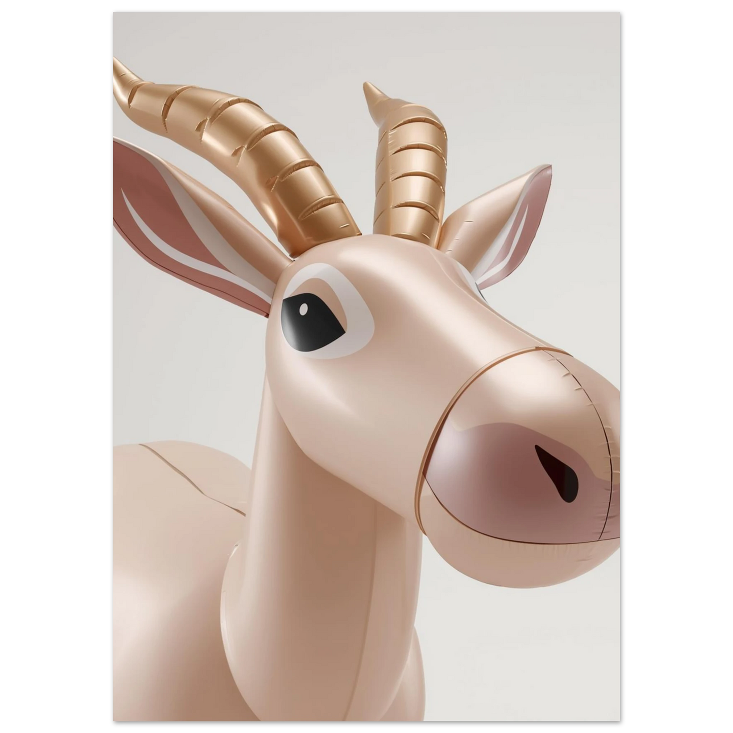 Närbild på en beige saigaantilop i 3D-stil med mjuka rosa detaljer