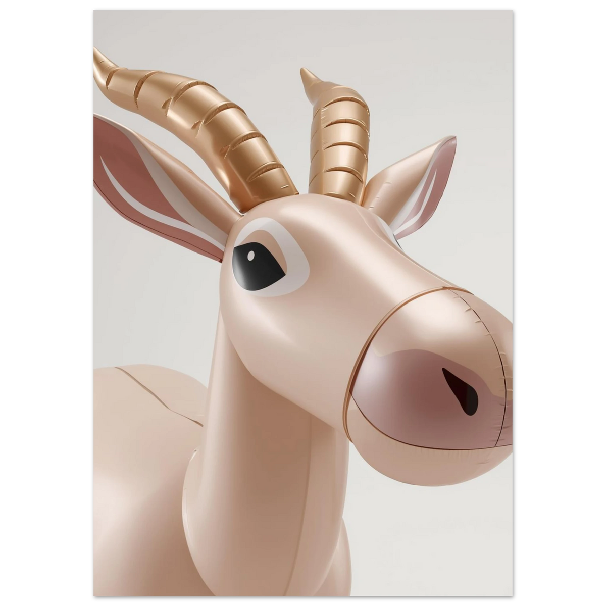 Närbild på en beige saigaantilop i 3D-stil med mjuka rosa detaljer