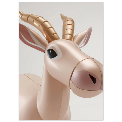 Närbild på en beige saigaantilop i 3D-stil med mjuka rosa detaljer