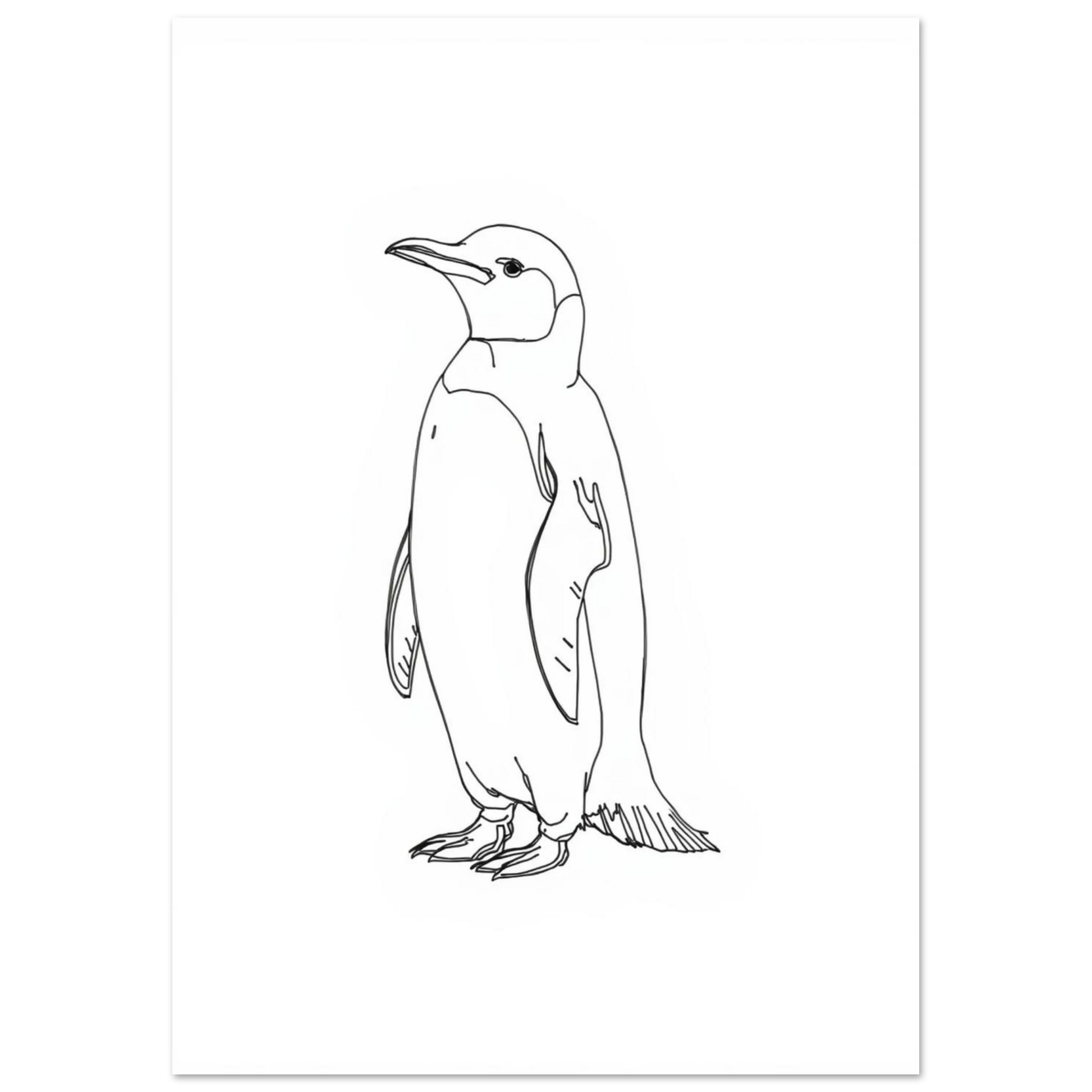 Stilren väggkonst med en pingvin i minimalistisk grafisk stil