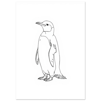 Stilren väggkonst med en pingvin i minimalistisk grafisk stil