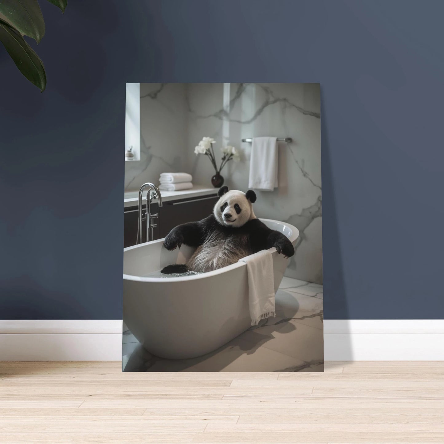 Panda i badkar, lugn och avkopplande stämning