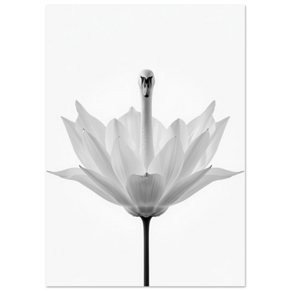 Närbild av en svanhals i en lotusblomma, elegant fotokonst för vardagsrum