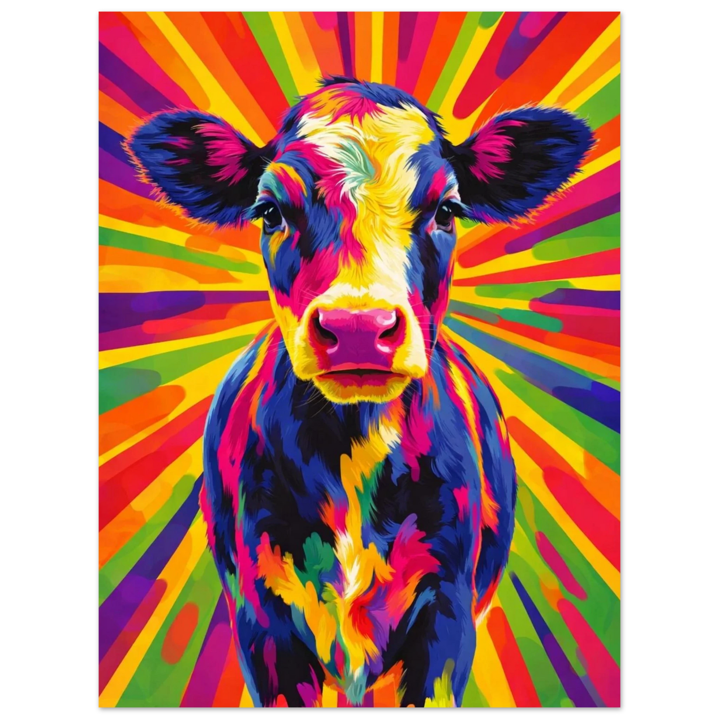 Detaljrik pop art illustration av en nyfiken kalv – Retro poster