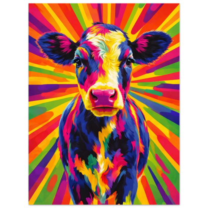 Detaljrik pop art illustration av en nyfiken kalv – Retro poster