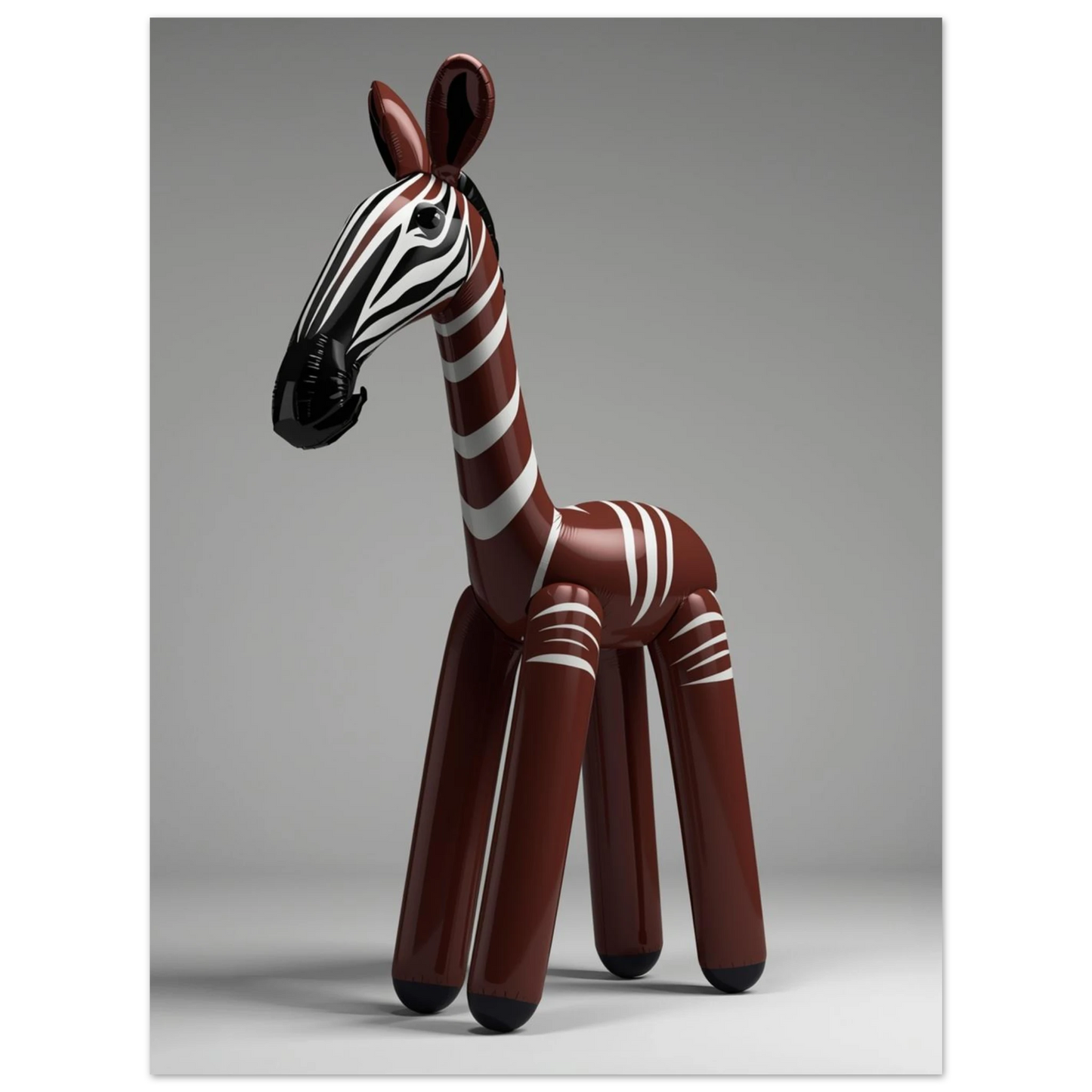 Modern konstposter föreställande en stiliserad okapi som ballongfigur