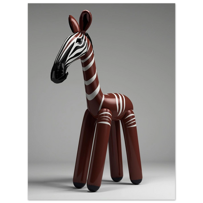 Modern konstposter föreställande en stiliserad okapi som ballongfigur