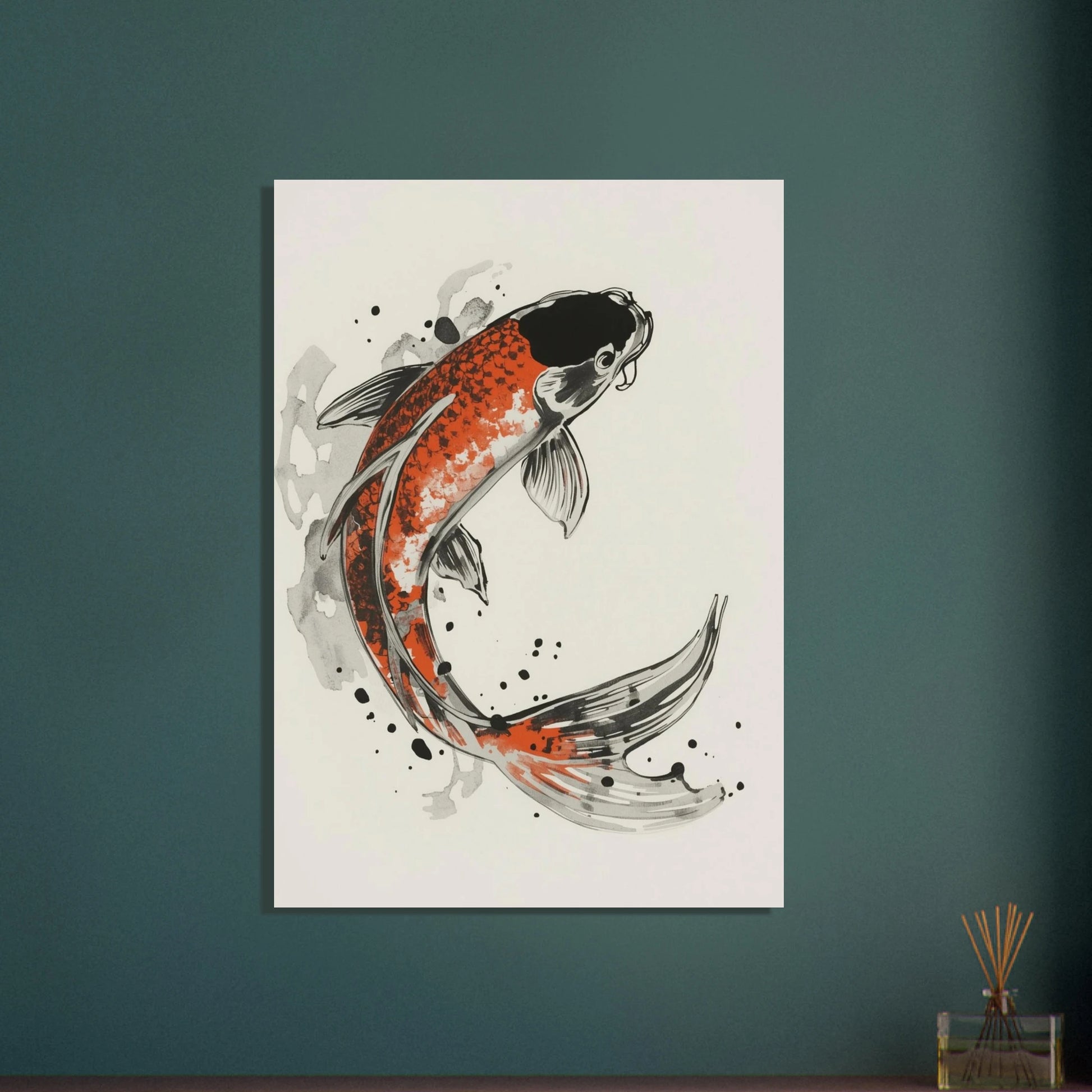 Koi i japansk bläckstil, livfull och graciös