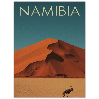 Reseposter Namibia med oryx och sanddyner – stilren väggkonst