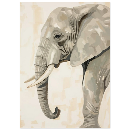 Konstnärligt porträtt av en elefant i beige toner – Målad poster