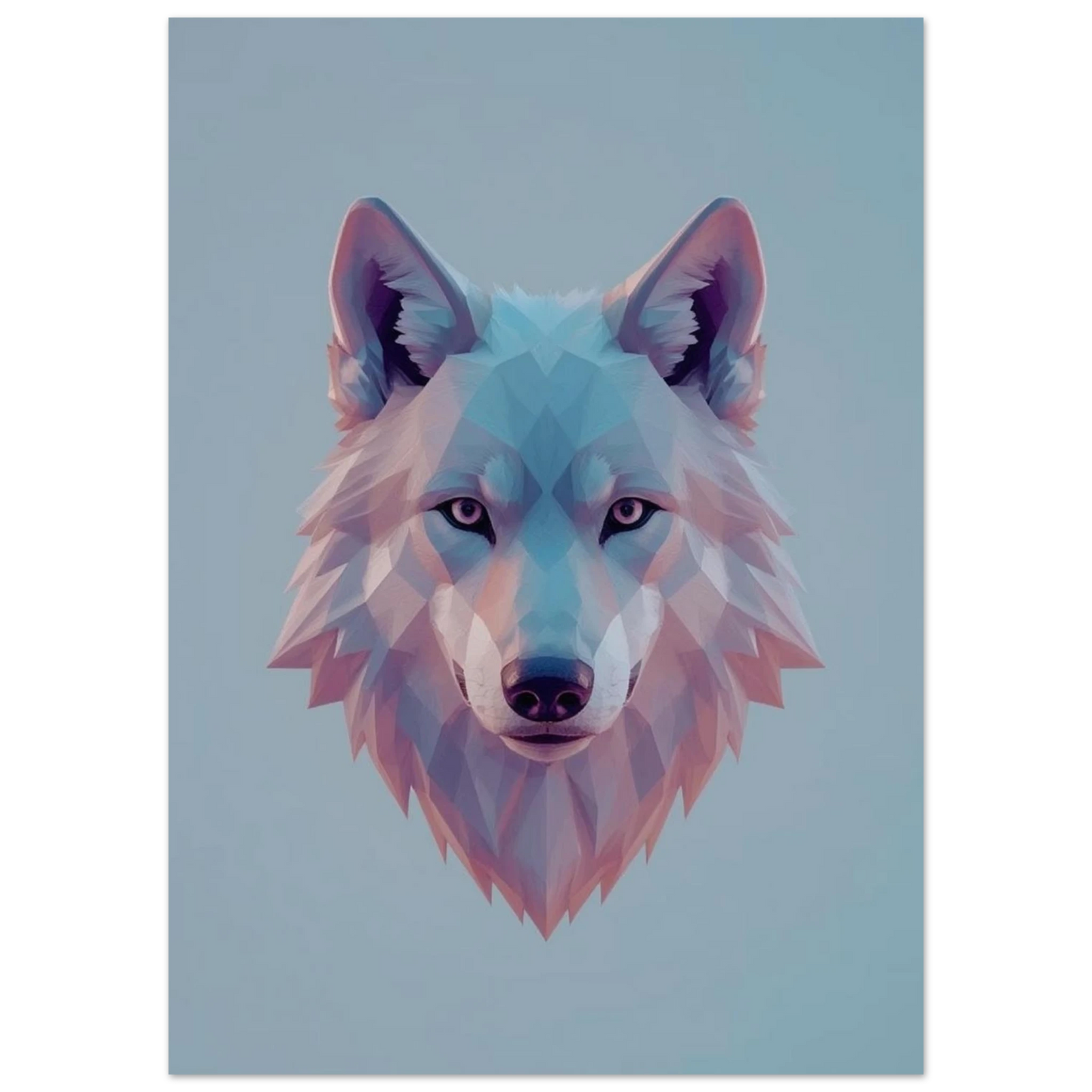 Digital illustration av en varg i 3D-liknande geometriska former