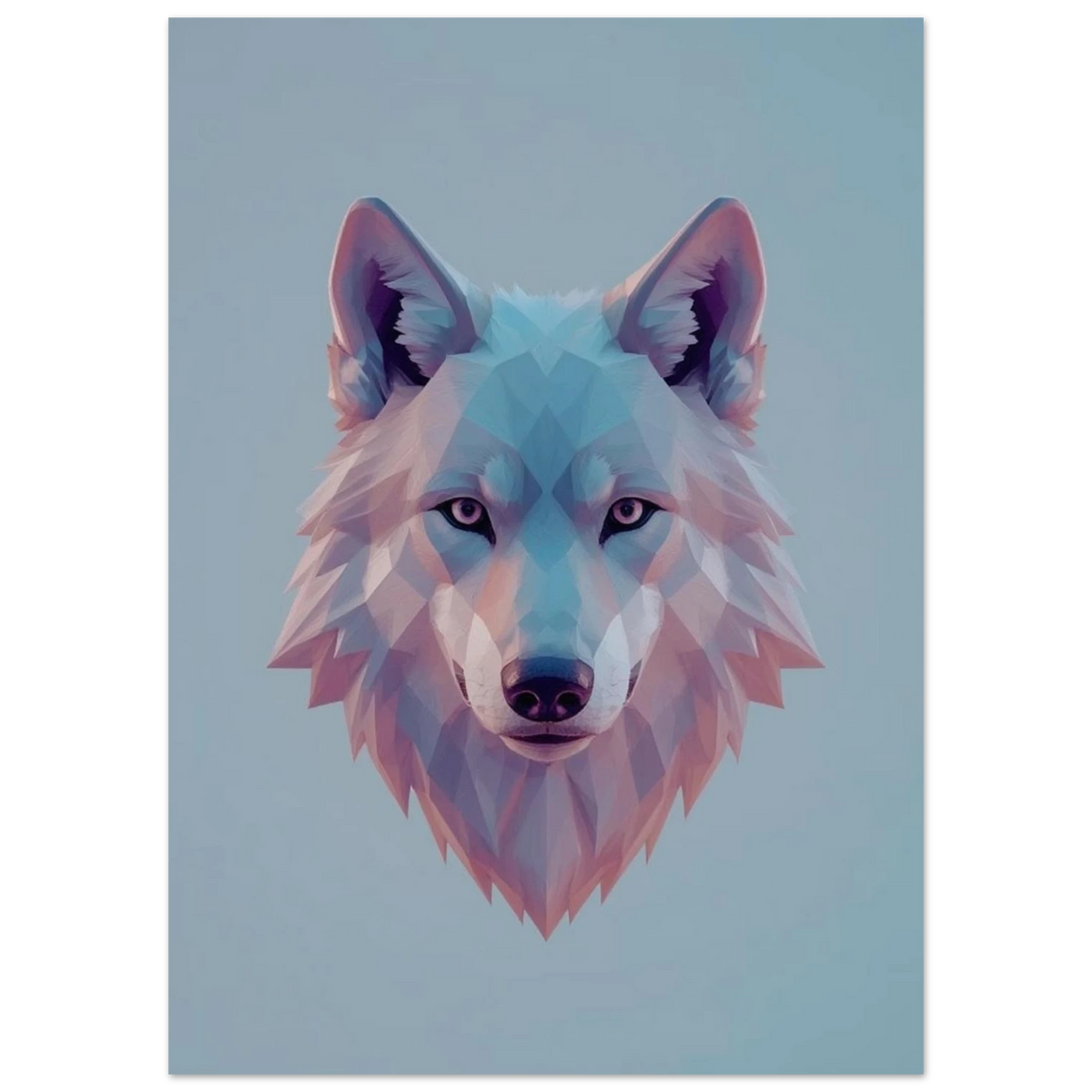 Digital illustration av en varg i 3D-liknande geometriska former