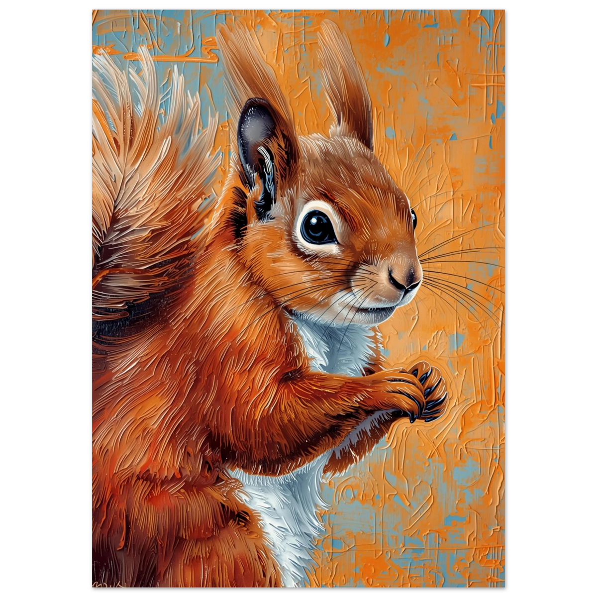Närbild av en nyfiken ekorre med glansig päls, grafiskt djurtryck