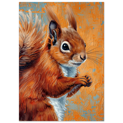Närbild av en nyfiken ekorre med glansig päls, grafiskt djurtryck