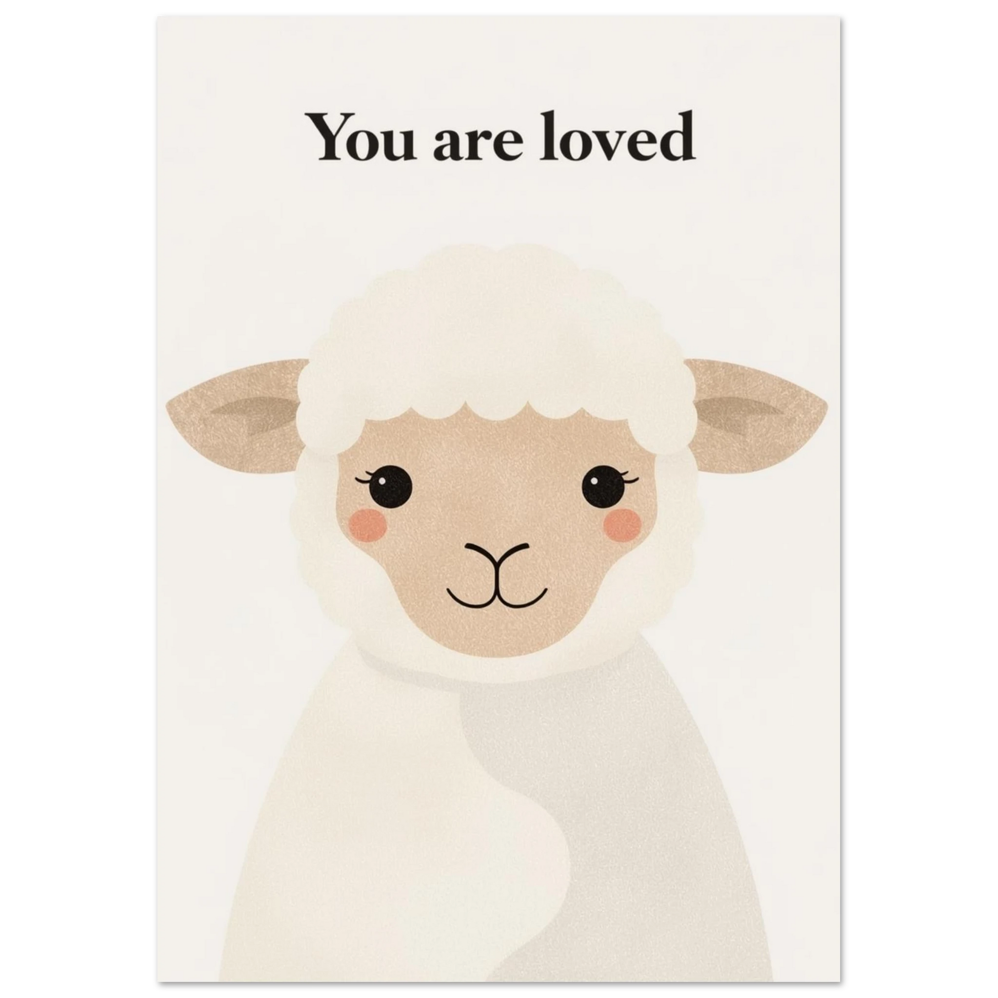 Lammets mjuka famn djurmotiv med budskapet You are loved