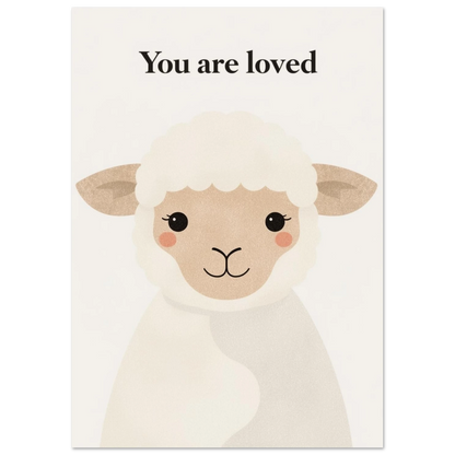 Lammets mjuka famn djurmotiv med budskapet You are loved