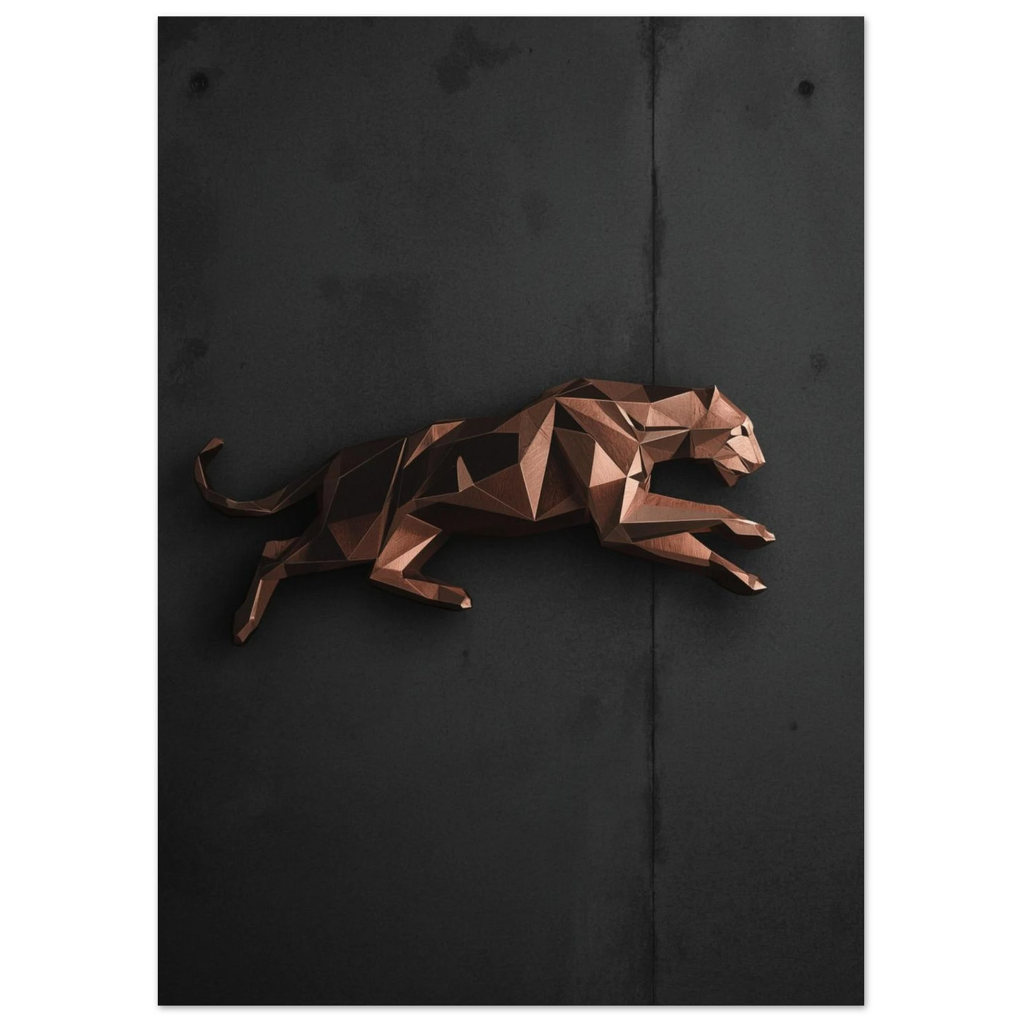 3D-illustrerad leopard i metallisk kopparton, kraftfullt djurmotiv på mörk bakgrund