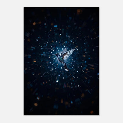 Modern poster med kolibri i ett futuristiskt och drömlikt ljusspel – canvastryck