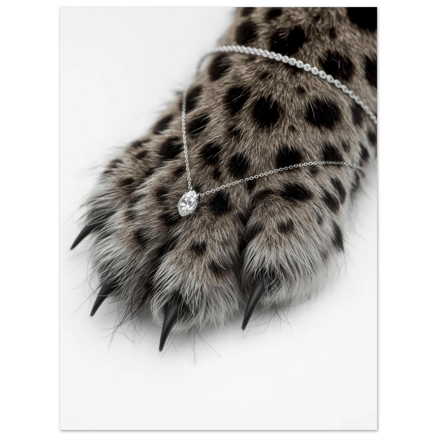 Exklusivt djurmotiv med leopardens fläckiga päls och lyxiga juveler
