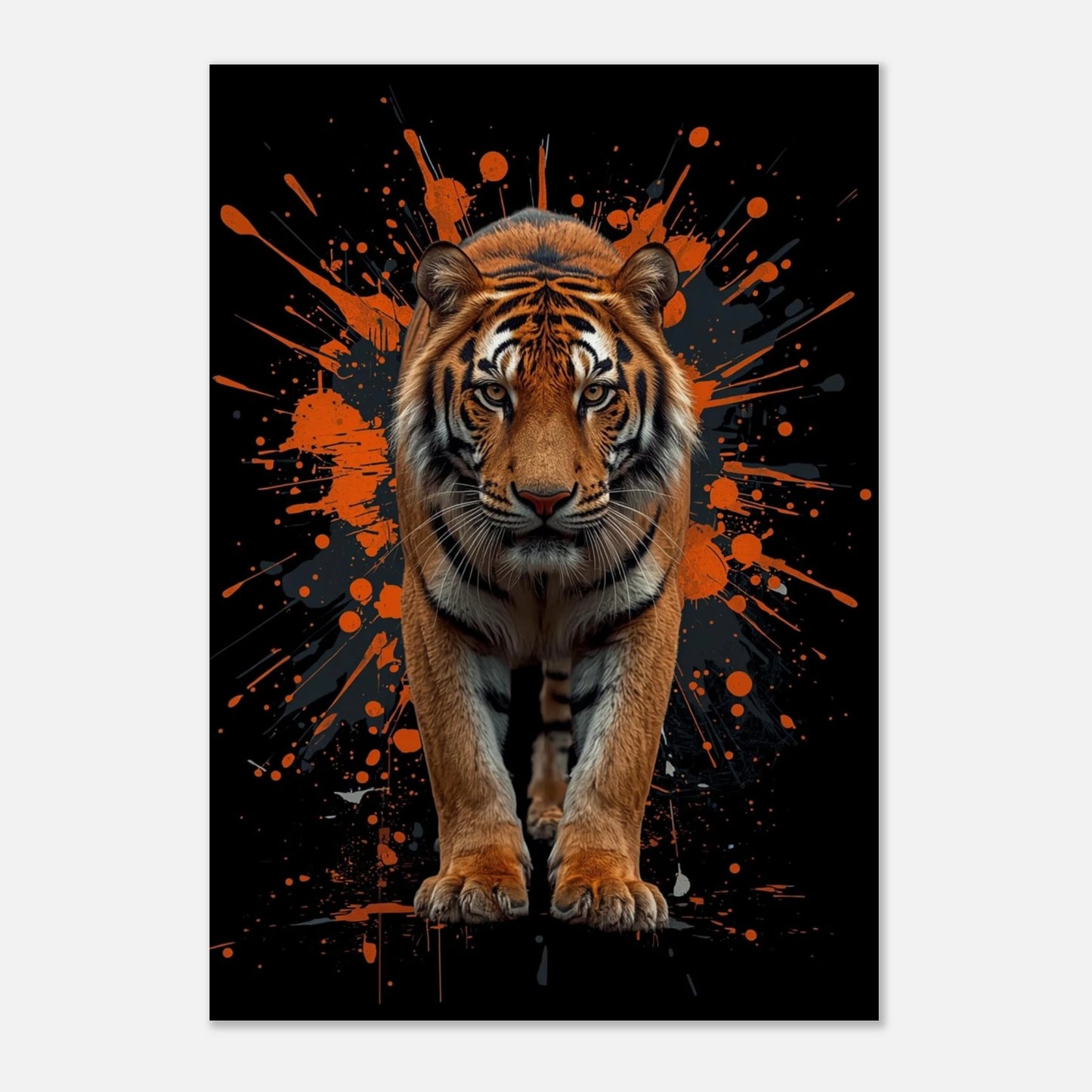 Ståtlig tiger i modern konststil med orangea accenter – dekorativt print