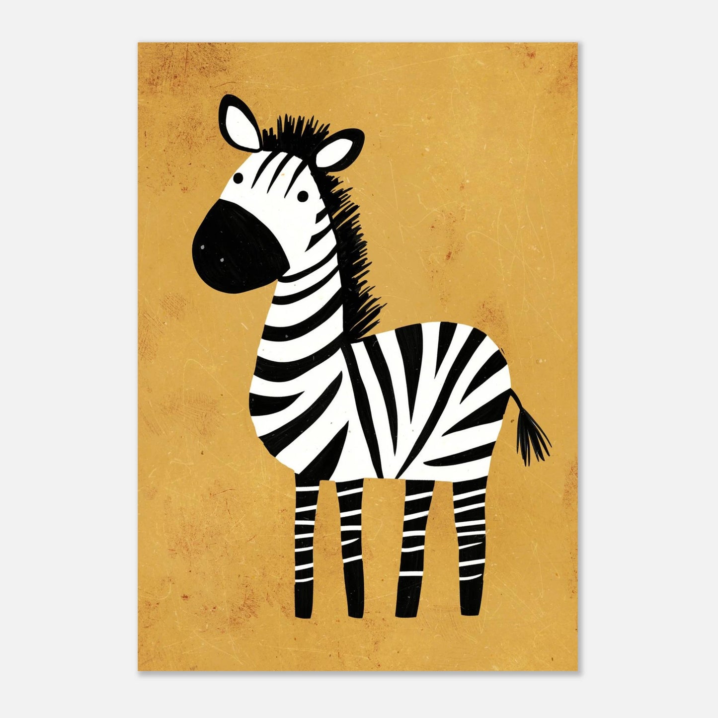 Grafiskt print av en stående zebra i lekfullt utförande – väggkonst