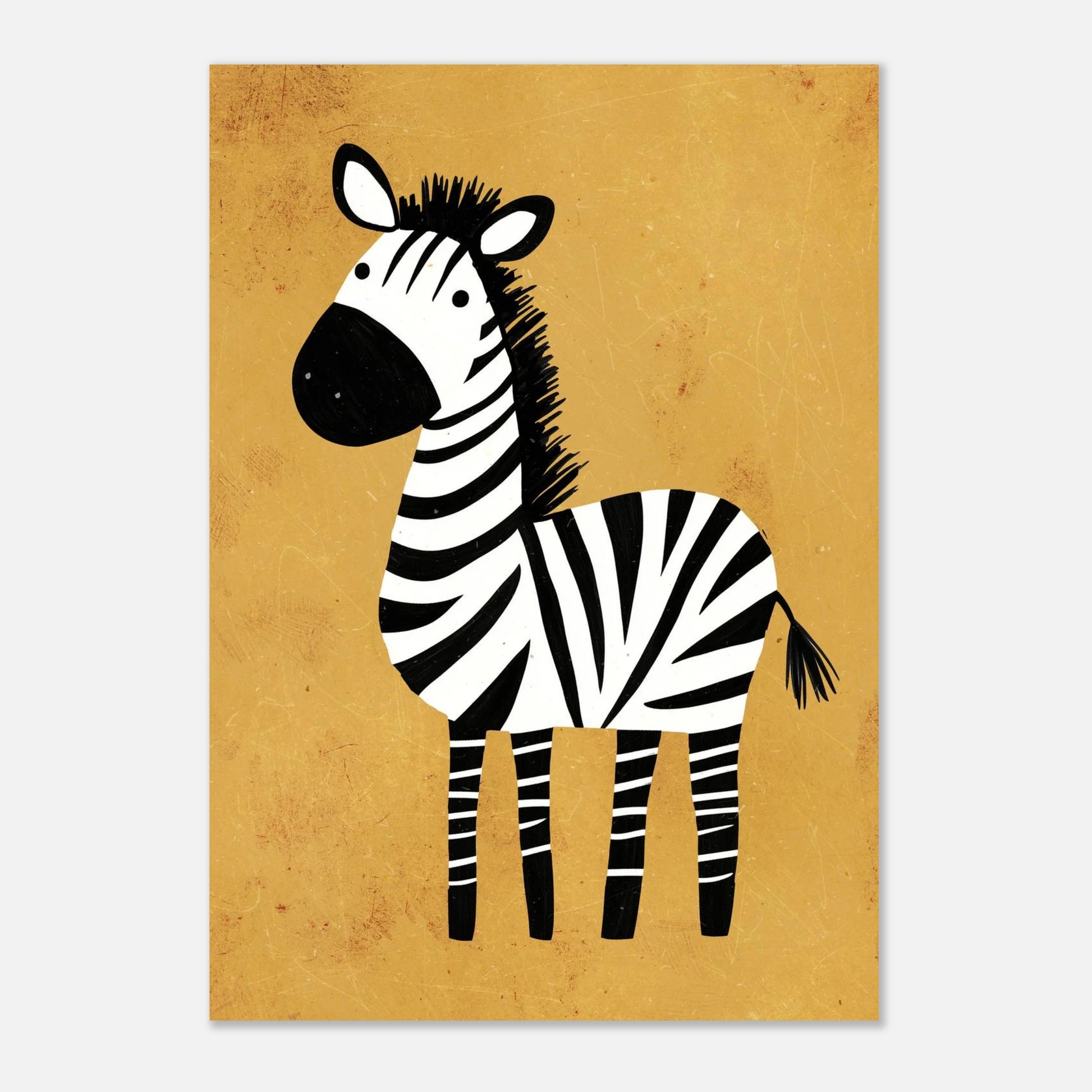 Grafiskt print av en stående zebra i lekfullt utförande – väggkonst