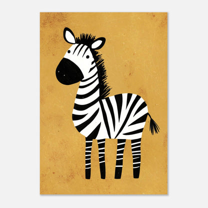 Grafiskt print av en stående zebra i lekfullt utförande – väggkonst