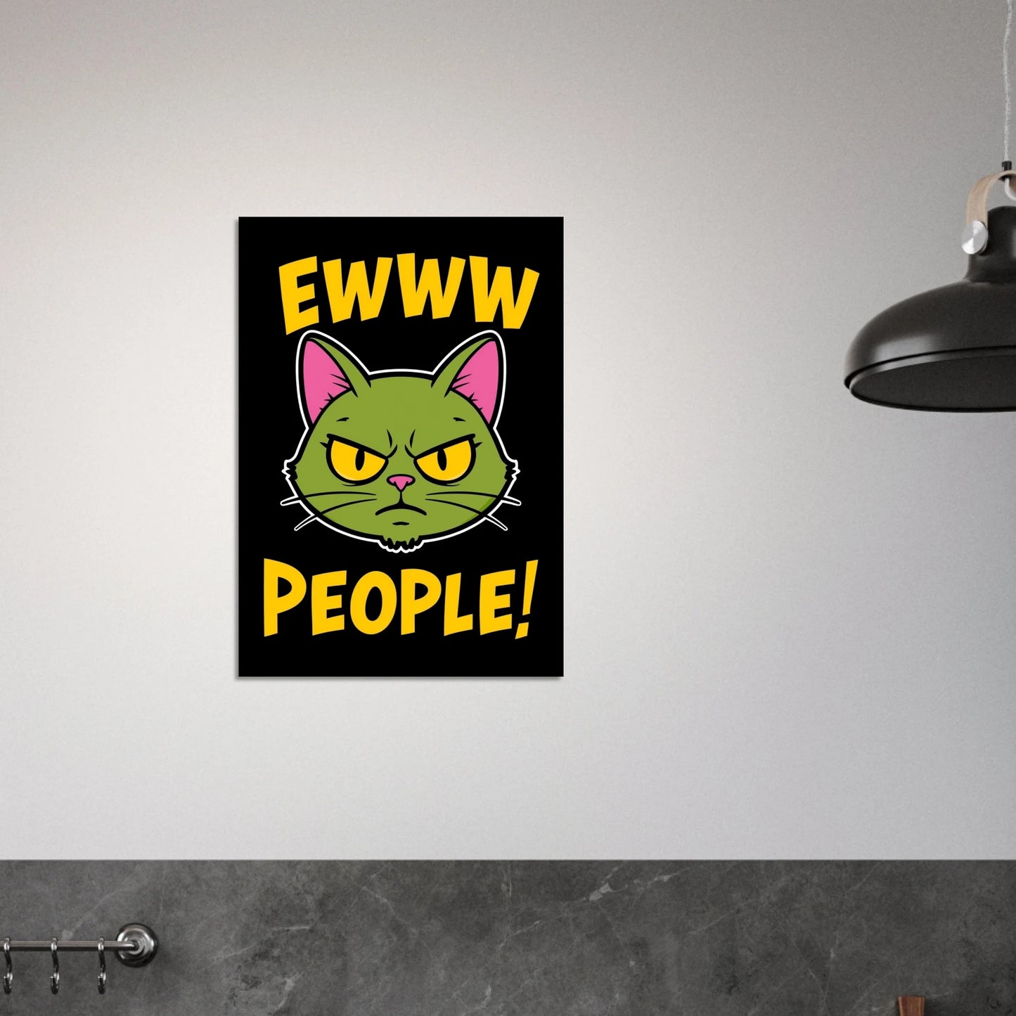 Inredningsposter med arg katt och roligt citat – Tecknad Poster