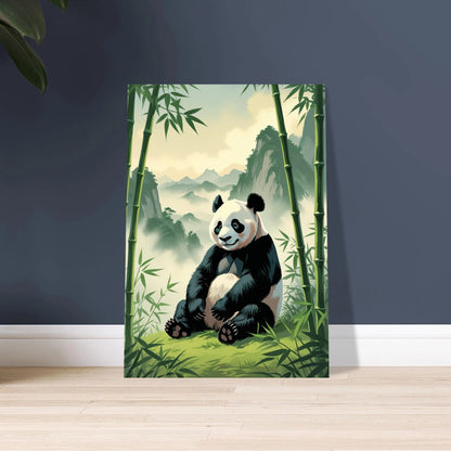 Panda i bambuskog, lugn och fridfull naturillustration