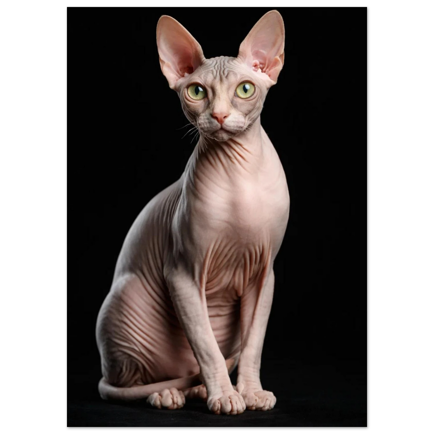 Sphynxkatt fullängd från sidan med fokus på hudens textur – Fotorealistisk poster