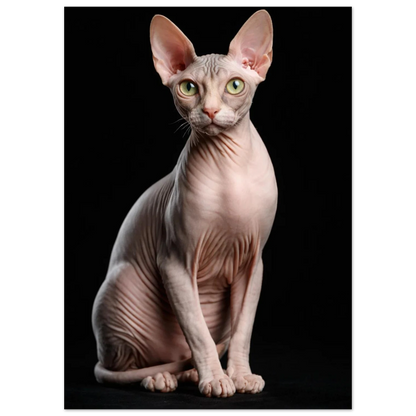 Sphynxkatt fullängd från sidan med fokus på hudens textur – Fotorealistisk poster