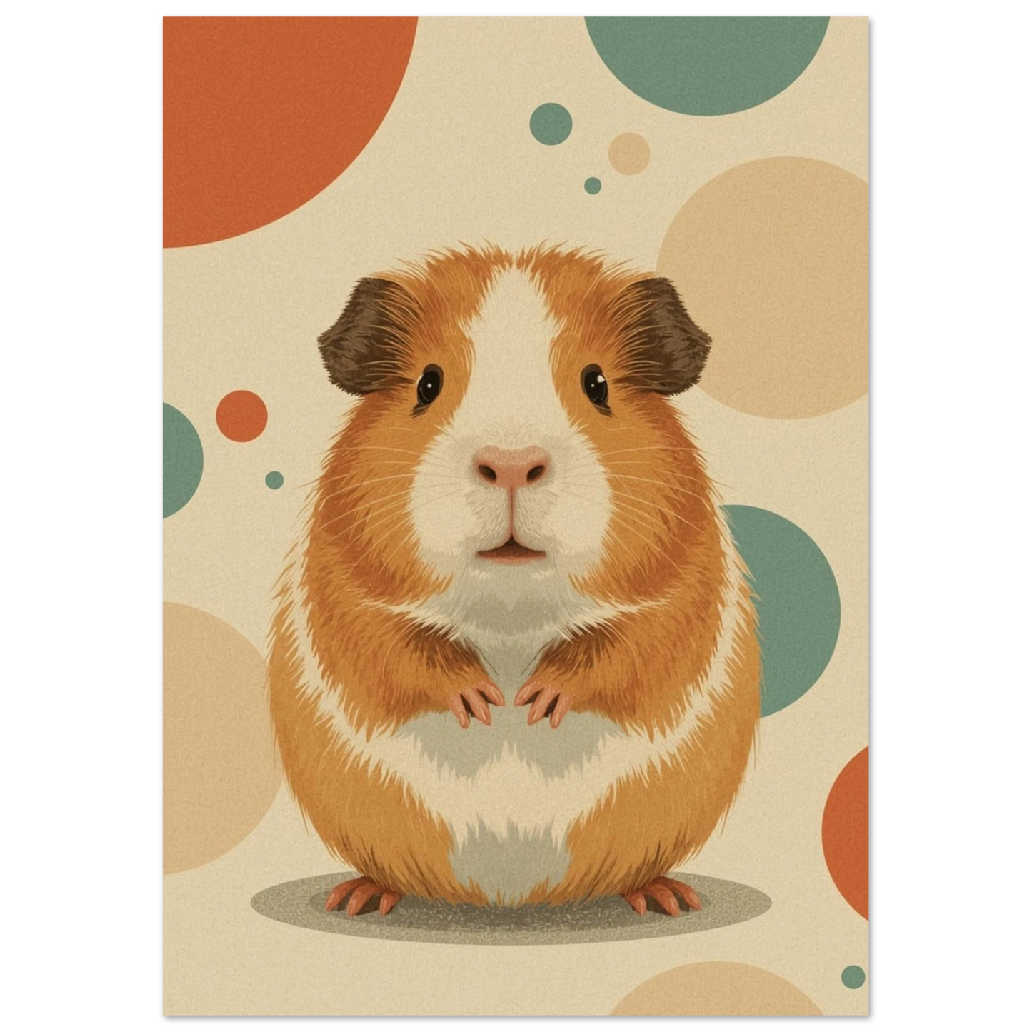 Konstnärlig illustration av ett marsvin på prickig bakgrund – Retro poster