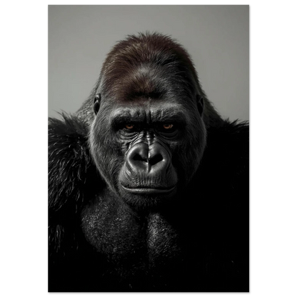 Närbild av gorilla med intensiv blick på svart bakgrund