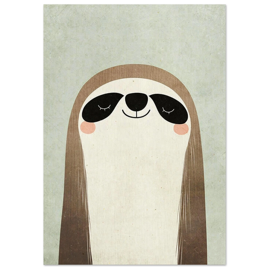Minimalistisk illustration av en leende sengångare mot ljusgrå bakgrund