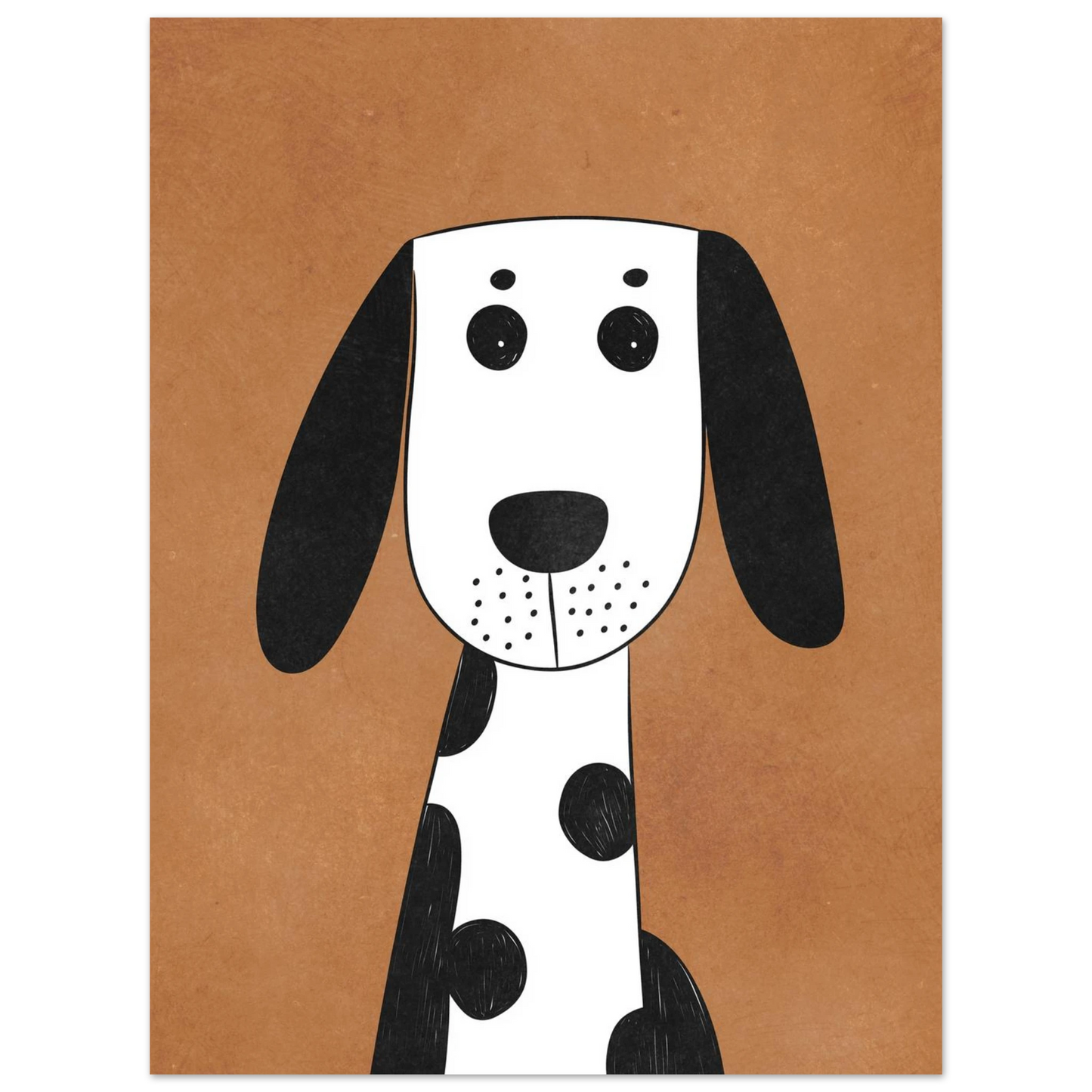 Modern hundposter med svartvit dalmatiner i lekfull grafisk stil