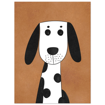 Modern hundposter med svartvit dalmatiner i lekfull grafisk stil