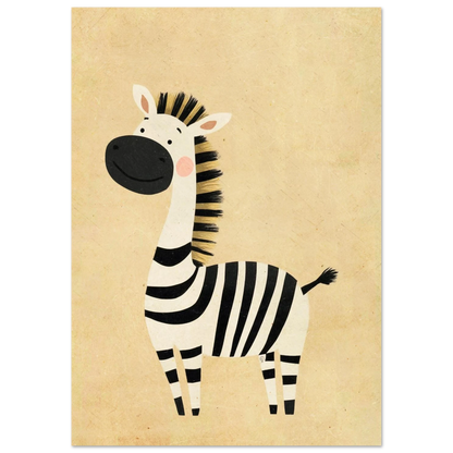 Lekfull djurillustration av en stående zebra i minimalistisk grafisk stil