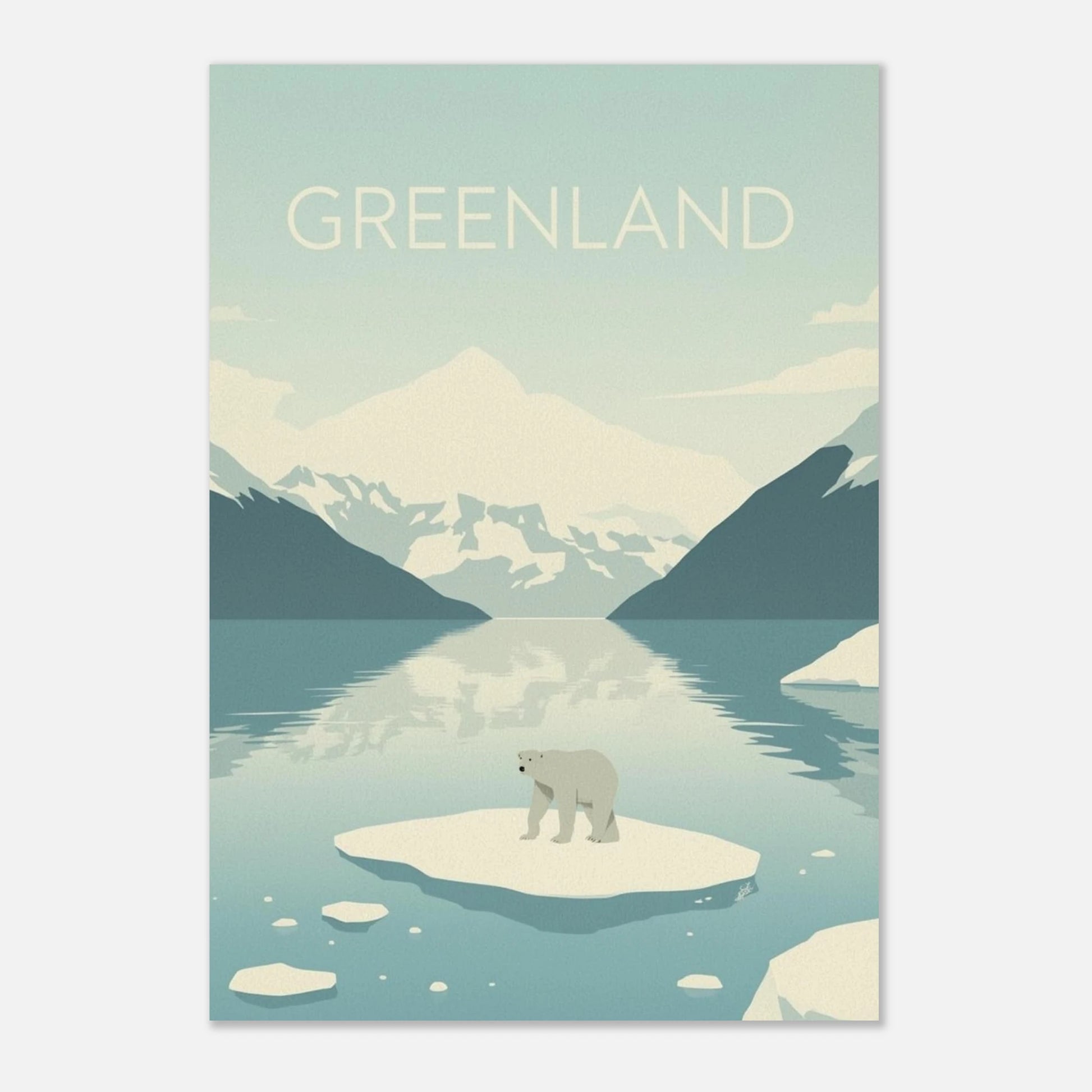 Arktiskt naturmotiv med isbjörn på drivis, poster i modern grafisk stil