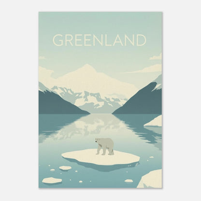Arktiskt naturmotiv med isbjörn på drivis, poster i modern grafisk stil