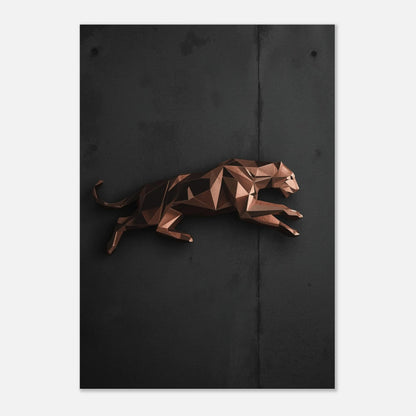 Abstrakt leopardposter i 3D-design med varma metalltoner mot mörkgrå yta