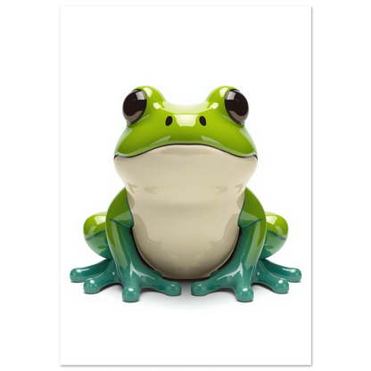 Grön glänsande groda med stora ögon i 3D-illustration mot vit bakgrund